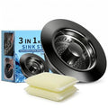 3-in-1 Kitchen Sink Drain Strainer & All-Purpose Sponges, 304 Stainless Steel Sink Stopper Pop-Up Drain Plug with Anti-Clogging Food Catcher Basket, Odor Blocker, Fits US Standard 3-1/2 Inch Sinks - color: Mattle Black