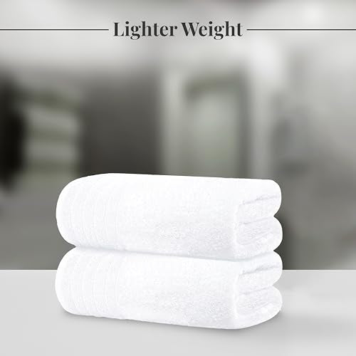 Tens Towels Pack of 8 Towels Set, 2 Extra Large Bath, 2 Hand, 4 Washcloths, 100% Cotton, Lighter Weight, Quicker to Dry, Super Absorbent, Perfect for Bathroom, White - color: White
