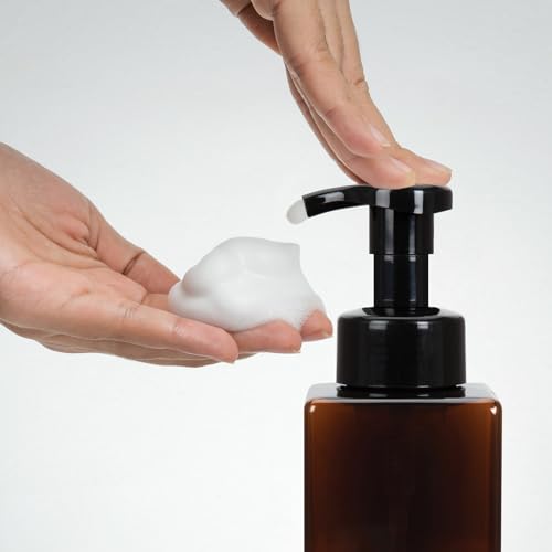 Ginger Lily Farms Foaming Soap Dispenser, Refillable Plastic Pump Bottles for Liquid Hand Soap, 12 oz. Amber Bottle with Black Pump, 2-Pack - style: 12 Oz Amber