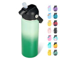 Fijinhom 18oz Insulated Stainless Steel Water Bottle, Wide Mouth Double Wall Vacuum, Silicone Straw, Sweat & Leak Proof, BPA Free Insulated Water Flask for Travel, Green Gradient - color: Green Gradient, size: 18 Ounces