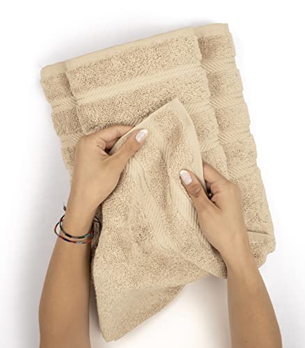 American Soft Linen 100% Cotton Luxury Turkish Towels, 6 Piece Towel Set | Soft Absorbent Quick Dry OEKO Tex Standard 100 Certificated Durable Machine Washable Breathable Premium Hotel Quality - color: Beige, size: 6PC (2BT + 2HT + 2WC)