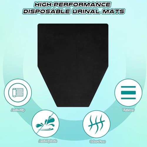 50 Pack Disposable Urinal Floor Mats Nonwoven Restroom Splash Pads with 300 Adhesive Dots 17.5" x 21" Mats Commercial Mens Bathroom Tile Protection Office Bar School Gym Facility Use(Black) - color: Black