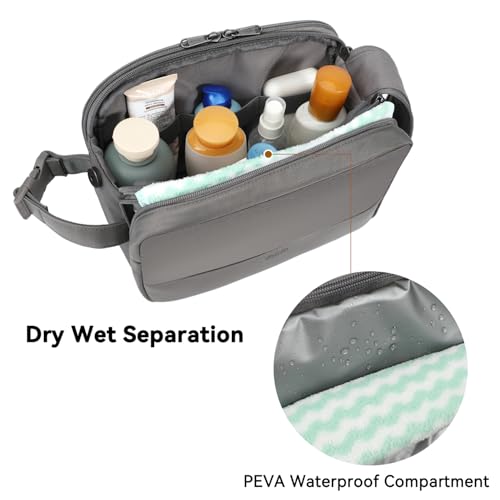 Voova Travel Toiletry Bag for Men Women, Hanging Dopp Kit Water Resistant Shaving Bag for Toiletries Accessories, Small Makeup Organizer Case for Traveling Essentials, Bathroom, Cosmetics, Grey - color: Grey