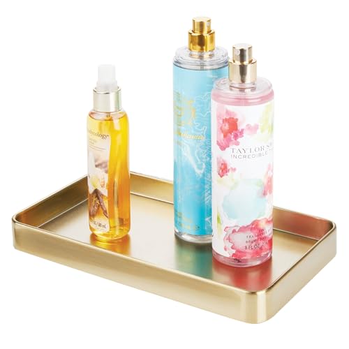 iDesign Steel Vanity Tray for Bathroom Organization and Storage - Soft Brass - color: Soft Brass, style: Pack of 1