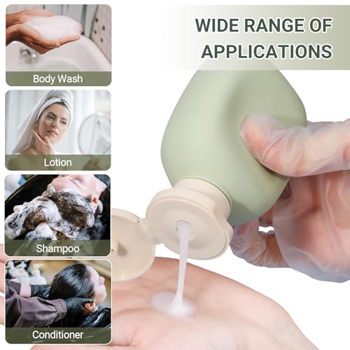 3.4 oz Small Plastic Travel Shampoo Bottles, Empty Plastic Squeeze Bottles with Flip Cap for Toiletries, Leakage-proof Travel Shampoo and Conditioner Bottles (4 pack, Green) - color: Green, size: 3.4 ounces