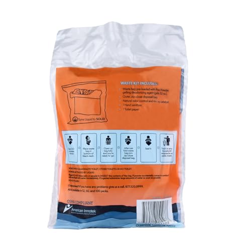 Cleanwaste Original WAG Bag Portable Toilet (12 Pack) - Go Anywhere Kit For Camping, Boating, Travel - NASA Gelling Powder for Poop/Pee