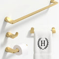 Mega Handles Bathroom Towel Holder Set - 4 Pieces Bathroom Accessories Sets - Heavy Duty Bathroom Accessory Set, 25'' Towel Bar, Robe Hooks & Toilet Paper Holder Wall Mounted - Satin Brass Bath Suite - color: Satin Brass