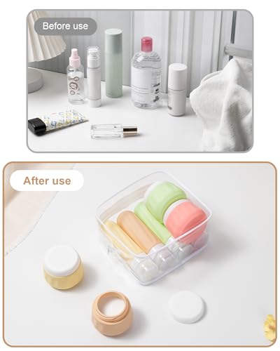 Mrsdry Travel Size Toiletries 8 Pack, TSA Approved 3oz Silicone Squeeze Bottles & Cream Jars with Clear Travel Bag - color: Maple Leaf, size: 3oz bottle 3oz jar
