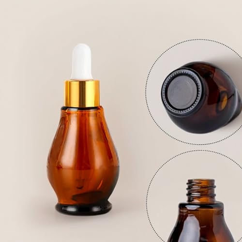 8 Pack 1oz Glass Dropper Bottles 30ml Amber Gourd Shaped Glass Bottles with Dropper, Tincture Bottle,for Essential Oils, Hair Oil, Liquids, Perfume (Amber/Gold Cap, 30ml) - color: Amber /Gold Cap