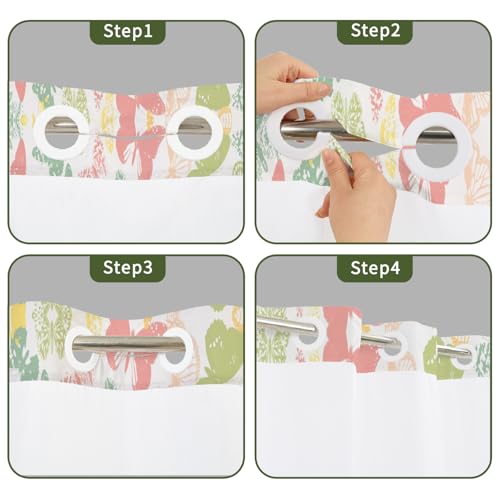 Butterfly No Hook Shower Curtain with Snap in Liner Set 71x74 in | Boho Modern Abstract Pastel Colorful Cute Butterfly Girly Shower Curtain for College Dorm Hotel Apartment Bathroom Bathtub - color: Boho Butterfly
