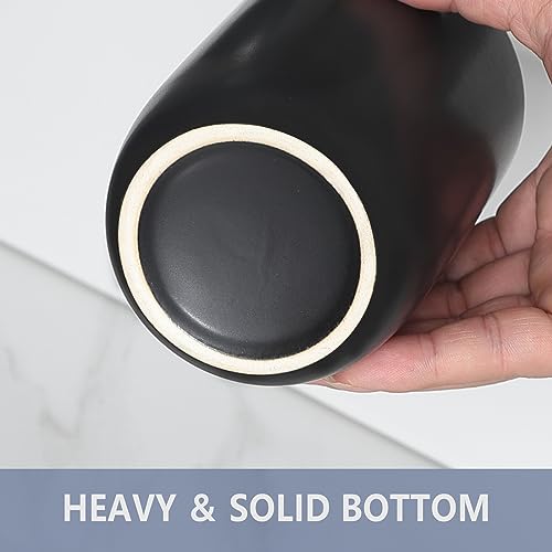 Matte Black Toothbrush Holders for Bathrooms - 1 Cups Ceramic Toothbrush Toothpaste Holders, Black Bathroom Tumbler Cup Reusable Toothbrush Cup Black Mouthwash Cup, Bathroom Counter Organizer - color: Black, size: 1pcs