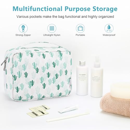 Mossio Hanging Toiletry Bag with Sturdy Hook - Large Portable Cosmetic Makeup Travel Organizer for Men & Women - color: Cactus