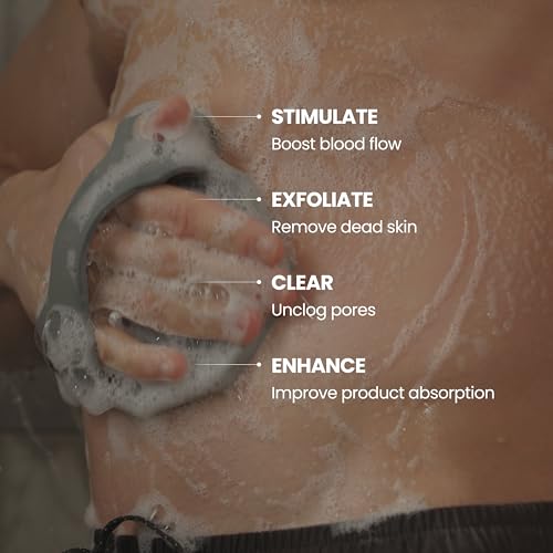 Silicone Shower Scrubber for Body – Exfoliating Loofah Alternative, Zinc & Silver-Infused, Hygienic & Gentle for Sensitive Skin, Durable & Long-Lasting Body Scrubber for Men - Gray - color: Gray