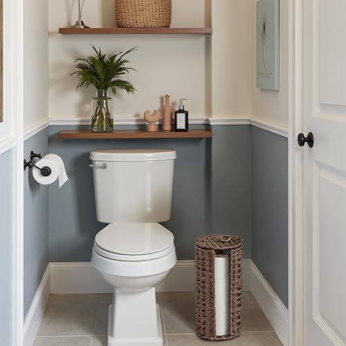 GRANNY SAYS Toilet Paper Storage Basket with Lid, Toilet Paper Holder Stand, Waterproof Organizer for Bathroom, Bathroom Baskets for 3 Mega Rolls, Brown - color: Brown, size: 6¾"D(For 3 Roll)