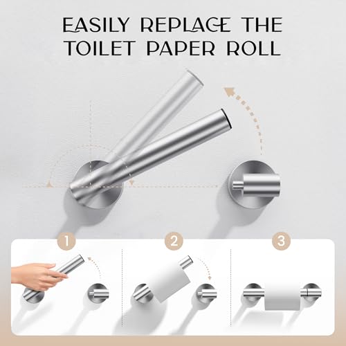 Day Moon™ Toilet Paper Holder Wall Mount, Modern Roll Holder for Bathroom, Stainless Steel Rustproof Double Post Pivoting Tissue Roll Holder for Bathroom, Classic, Brushed Nickel - color: Brushed Nickel