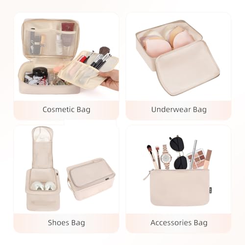 BAGAIL 8 Set Packing Cubes Luggage Packing Organizers for Travel Accessories-Cream - color: Cream, size: 8 Set