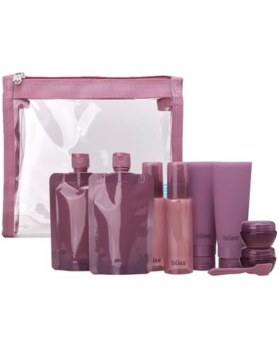 Bliss Travel Bottles Set - 10PC TSA Approved Leak Proof Refillable Travel Size Toiletries Containers for Shampoo Conditioner Lotion & Skincare, Size One Size, Mauve - color: Mauve