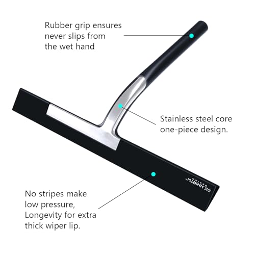 Silicone Rubber Blade & Hook Shower Window Squeegee 11" in Width Silicone Car Squeegee Bathroom Squeegee for Shower Squeegee for Shower Doors Car Window-Black - color: Black, size: 11 Inches