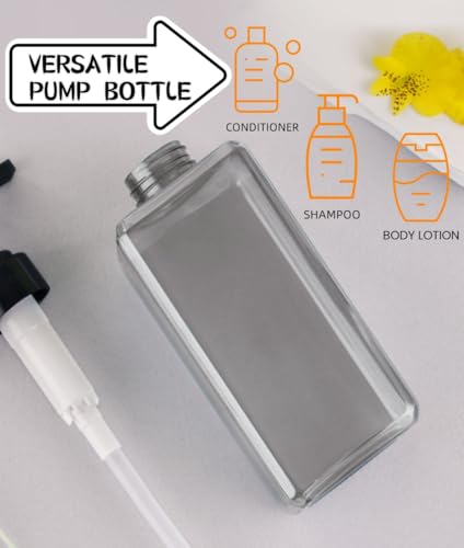 Shampoo and Conditioner Dispensers 25OZ Refillable Large Shower Bottles 2Pack Hand Soap Dish Soap Dispenser with Waterproof Labels Square Pump Bottle for Bathroom and Kitchen- Gray, 750ml - color: Gray - 2pack 25oz