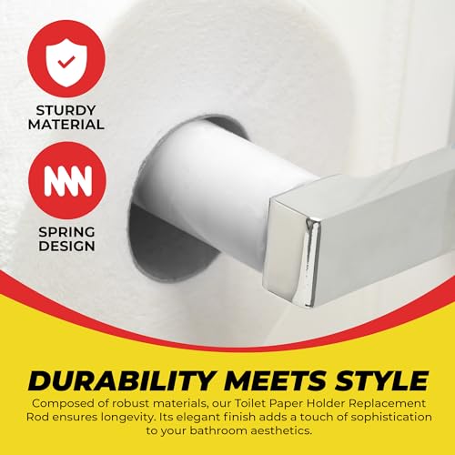 Qualihome White Universal Plastic Spring Loaded Toilet Paper Roll Holder Replacement Rod, White Toilet Paper Roll Replacement Rod - color: White