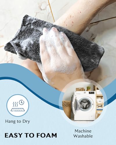 Evridwear Exfoliating Back Scrubber for Shower, Back Washer for Men Women | Loofah with Handle, Extended Length, Stretchable, Deep Cleansing for Hard-to-Reach Areas, Skin Massage (Black) - size: Black Back Scrubber