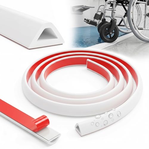 Friendship Shower Threshold Water Dam 98 Inches Shower Barrier Water Stopper Strip Collapsible Silicone Water Guard for Bathroom Bathtub Floor Seal (White)