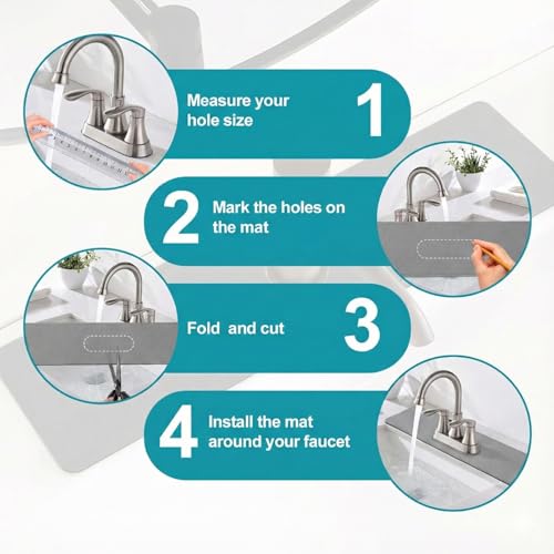 Customizable Kitchen Sink Faucet Mat: 30"Lx5.5"W Absorbent Splash Guard | Non-slip Fabric Rubber Mat, Cut to Fit Oval Rectangle Square Faucet & 2,3,4 Holes Irregular Sink with Soap Dispenser Air Gap - size: 6" x 2'6" (Square)