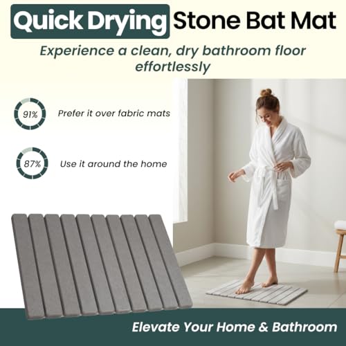 MophonicHome Extra Long Foldable Stone Bath Mat 32 x 15 - Diatomaceous Earth Shower Mat, Non-Slip Quick-Dry Stone Bath Mats for Bathroom, Super Absorbent, Compact Design, Easy to Clean, Dark Gray - color: Extra Long Dark Gray