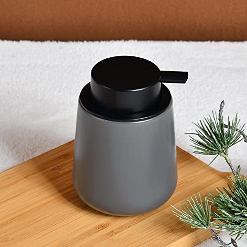 BosilunLife Grey Lotion Dispenser - Modern Ceramic Soap Dispenser Bathroom 12 oz Bottles Lotion Hand Pump Dispenser Black Pump Dish Liquid Dispenser for Kitchen Hand Wash Dispenser - color: Matte Grey