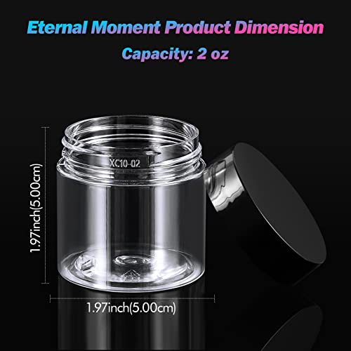 Eternal Moment 36 Pack 2 OZ Plastic Jars Round Clear Cosmetic Container Jars with Lids, Perfect for Lotion, Cream, Ointments, Makeup, Eye Shadow, Rhinestone, Samples, Pot, Travel Storage - color: Black Lid, size: 2 Ounce