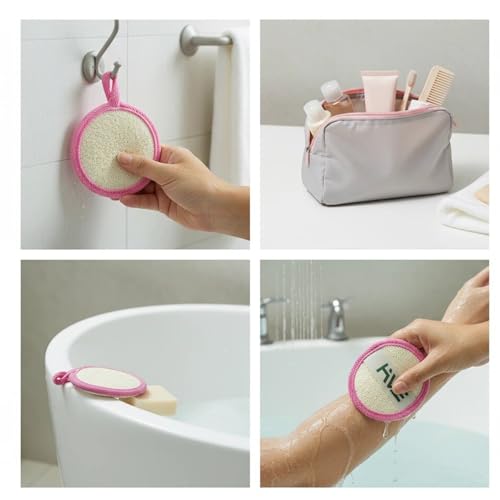 HVB Natural Loofah Exfoliating Facial Sponge. Premium Loofah Facial Brush, Made from Natural loofah, Suitable for Both Men and Women, Designed for Facial Cleansing. Pack of 8 (1 Box)