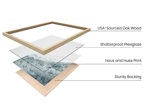 HAUS AND HUES Beach Wall Decor - Set of 3 Pictures Art, Ocean Coastal Nature Modern Poster, Beach Art for Living Room, Bedroom, Office, Kitchen (Beige Frame, 12x16) - color: Ocean, size: 12"L x 16"W, style: Beige Framed