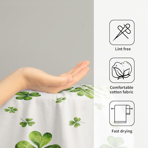 St. Patrick's Day Shamrock Hand Towels 14.4x28.3 Inch Set of 2 | Green Floral，Polyester Cotton，Breathable，for Spring Holiday Kitchen Hotel Gym Spa Decor - color: Green Shamrock