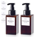 15OZ Foaming Soap Dispenser, 2-Pack Plastic Hand Soap Dispenser, Refillable Leakproof Foam Pump Bottle with Waterproof Labels, for Shampoo, Body Wash - color: Brown, size: 450ML