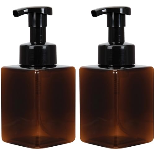 Ginger Lily Farms Foaming Soap Dispenser, Refillable Plastic Pump Bottles for Liquid Hand Soap, 12 oz. Amber Bottle with Black Pump, 2-Pack - style: 12 Oz Amber