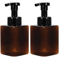 Ginger Lily Farms Foaming Soap Dispenser, Refillable Plastic Pump Bottles for Liquid Hand Soap, 12 oz. Amber Bottle with Black Pump, 2-Pack - style: 12 Oz Amber