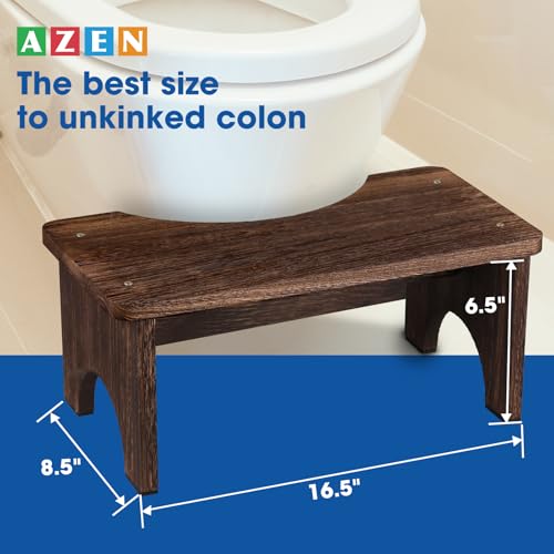 AZEN 2 Pack Wood Toilet Stool Squat Adult, Poop Stool for Bathroom Adults, Portable Toilet Potty Stools for Adults, 7 Inch Height (Black) - color: Black (2 Pack)