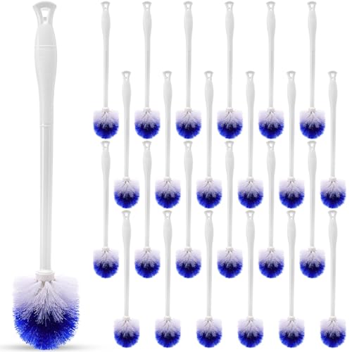 Reallnaive 24 Pcs 18 Inch Toilet Brush Toilet Bowl Cleaner Brush Bathroom Long Plastic Handled Cleaning Scrubber with Hook Hole for Household Bathroom Cleaning Supplies (Round Handle) - style: Round Handle