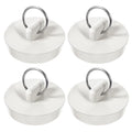 4 Pcs Bath Tub Drain Plug with Hanging Ring, White Bath Plug Stopper for Tub with Hanging Ring, Rubber Bathtub Plugs Fits 1-1/2 Inch to 1-5/8 Inch Rubber Sink Plugs for Bathroom, Bathtub, Sewers