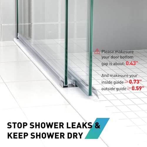 Sliding Shower Door Bottom Seal, 2 PCS 1/2" x 36" Sliding Shower Door Sweep for 1/2 Inch Glass, Frameless Glass Door Seal Strip Stop Shower Leaks and Create a Water Barrier - size: For 1/2" Glass
