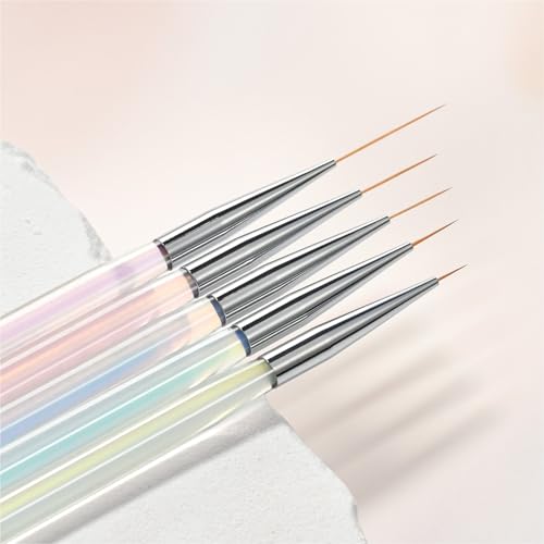GAOY 5Pcs Nail Art Liner Brushes, Professional Painting Art Pen Set, Nail Design Tools for French Liner, Thin Details and Fine Drawing - color: 5Pcs Clear Nail Liner Brushes