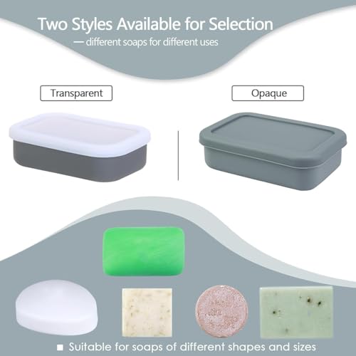 Large Soap Container, Silicone Bar Soap Case, Soap Case with Draining Layer | Portable Shampoo Bar Soap Box for Gym, Camp (Cement Gray) - color: Rectangular Cement Gray