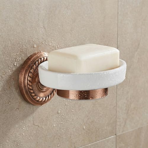 VOSAREA Ceramic Soap Holder Soap Tray Vintage Holder Wall-Mounted Dish Antique Luxury Dish for Shower Wall Rack for Bathroom