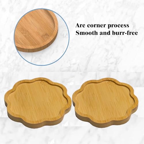 Bamboo soap Dispenser Tray, Bathroom Countertop T ray Kitchen T ray Bamboo Tray Sink T ray Dresser Jewelry Ring Dish, Comestic Holder Bathtub Organizer, Ideal for Jewelry, (5.12" ×5.12")-2 Pack