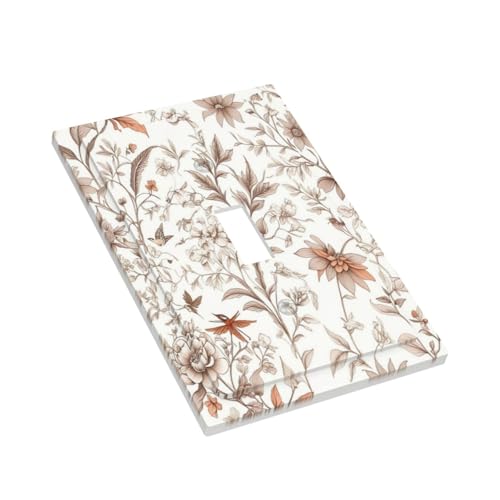Light Switch Cover Plate Boho Floral Beige Flower And Leaf Botanical 1 Gang Single Toggle Decorative Switch Plates Wall Plates Electrical Faceplate for Bathroom Bedroom Decor - color: Boho Floral Beige Flower And Leaf Botanical, size: 1 Gang Single Toggle