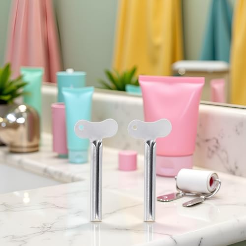 2Pcs Stainless-Steel Tube Toothpaste Squeezer Keys Metal Hair Dye Color Key Roller Dispenser Wringer Tool Processing Bathroom Safety, Aids and Accessories