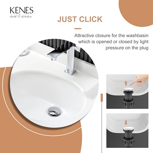 KENES Bathroom Vessel Sink Pop Up Drain Assembly Without Overflow, Chrome Bathroom Vanity Sink Drain Stopper, Anti-Clogging Drain Strainer, KE-P300A-5 - color: Chrome, size: Big Pop up Cap (Without Overflow)