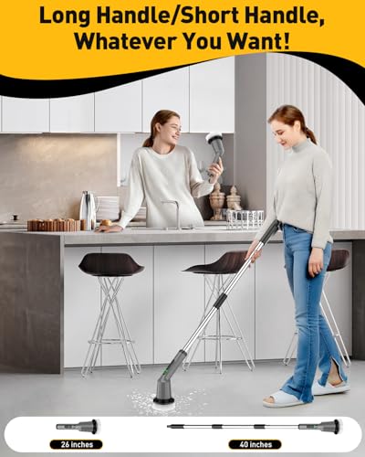 Electric Spin Scrubber for Cleaning Bathroom, Shower Scrubber Cordless Cleaning Brush with IPX7 Waterproof & 2 Speed, 3 Brush Heads, Bathroom Cleaning Supplies for Shower Tub Tile Toilet Grey - color: Gray, size: 3 Brush Heads