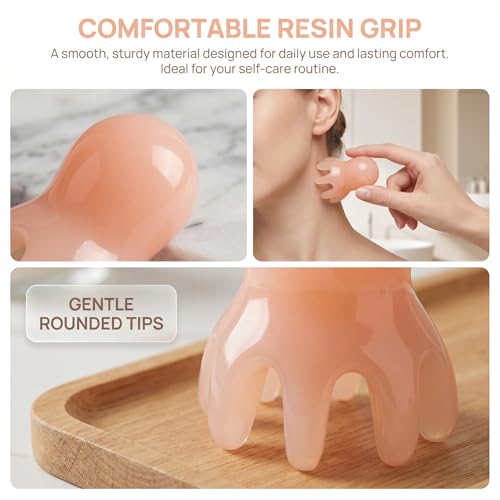 NIIIYTYB 2Pcs Head Massage Tool Scalp Massager Scraper for Deep Relaxation Acupressure Japanese Spa Hair Care Supplies Octopus Scalp Massager Home Office Travel Light Pink - color: Light Pink