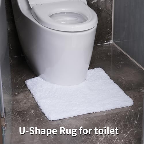 3 Pieces Luxury Bathroom Rug Set with U-Shaped Toilet Rug, Non-Slip Rubber Bottom, Thick Microfiber Fluffy Plush, Water Absorption, Quick Dry, Ultra Soft, Bath Mats for Bathroom, Tub(White) - color: White